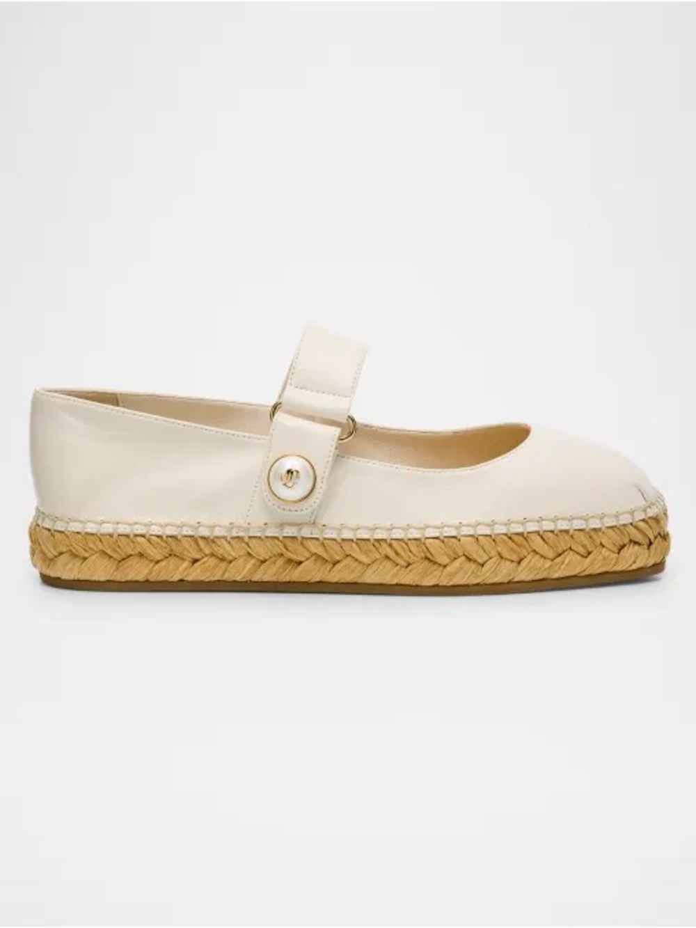 Jimmy Choo Cream Leather Espadrille Loafers